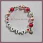 Girls named personalised red pink bracelet birthday xmas gift princess ballet