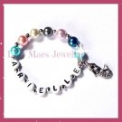 Personalised kids named beaded girls mermaid ariel style bracelet gift charm