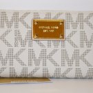 NWT MICHAEL KORS MK SIGNATURE PVC ZIP AROUND CLUTCH WALLET VANILLA