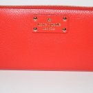 NWT KATE SPADE WELLESLEY NEDA CLUTCH LEATHER ZIP AROUND WALLET~lacquer red