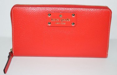 NWT KATE SPADE WELLESLEY NEDA CLUTCH LEATHER ZIP AROUND WALLET~lacquer red