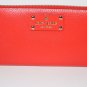 NWT KATE SPADE WELLESLEY NEDA CLUTCH LEATHER ZIP AROUND WALLET~lacquer red