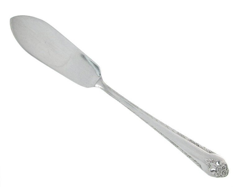 Lovely Lady Master Butter Knife IS Flat Handle Silverplate 1937 Holmes Edwards Atomic Flatware
