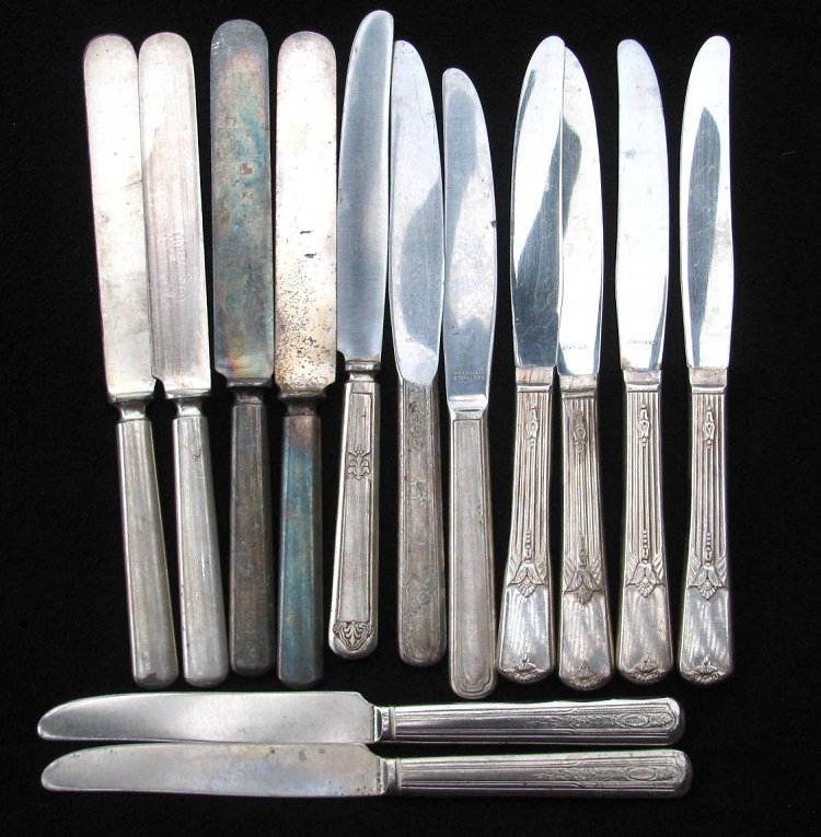 Dinner Knife Craft Lot 13 Silverplate Vintage Flatware Ornate Flower Altered Art