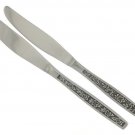 Vintage Stainless Steel Dinner Knives La Spana Stanley Roberts Retro Mod Flower Black Accent Set 2