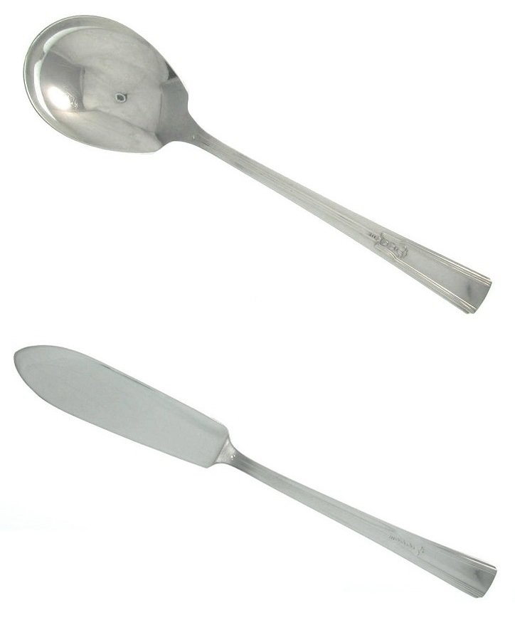 Wm Rogers Revelation Butter Knife Sugar Spoon Silverplate 1938 Atomic Replacement Flatware