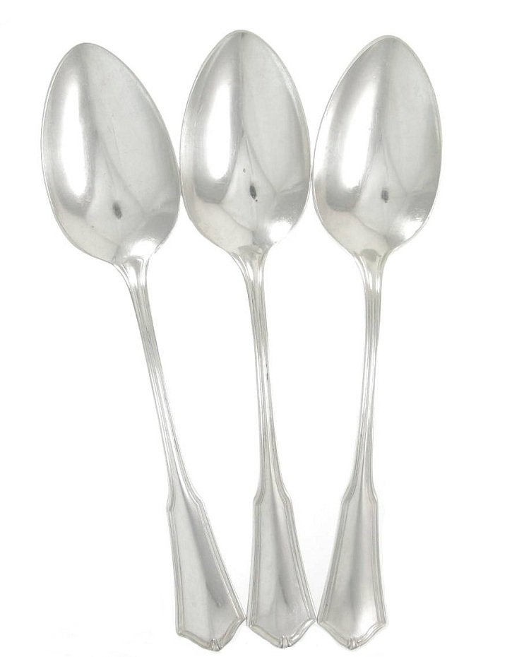 Oneida Silverplate Tablespoons Exeter 1913 Vintage Flatware 3 Large Serving Spoons Atomic Flatware