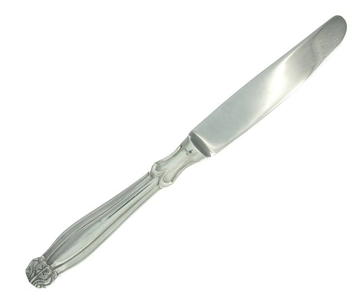 Nakazato Japan Vintage Dinner Knife Grace Table Set 4 Silver Nickle Plate Retro Mod Atomic Flatware
