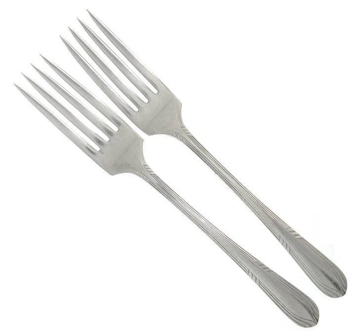 Wm Rogers Fascination Dinner Forks Set 2 Silverplate Table Retro Atomic Flatware 1936