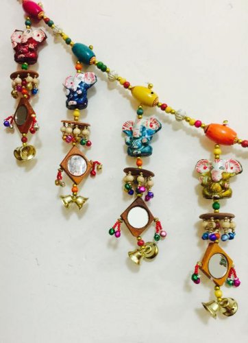Colourful Ganesha with mirrors toran