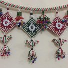 Red&Green bird, flower and chandelier motif toran
