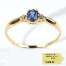 Genuine Sapphire and Diamond solid gold ring