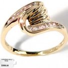 Genuine diamond twist design solid gold ring