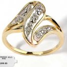 Genuine diamond helix solid gold ring