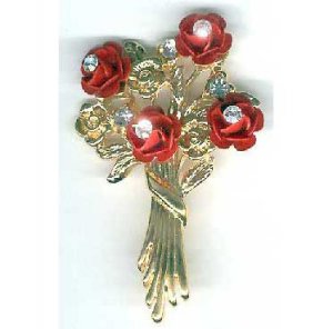 Rose pin with swarovski crystals