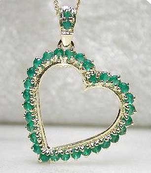 Emerald agate heart pendant