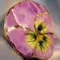 Lacquered and 24 karat gold-plated Real Pansy brooch-pendant hybrid