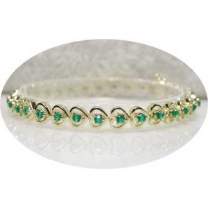1.7 carat emerald agate gold hearts bracelet