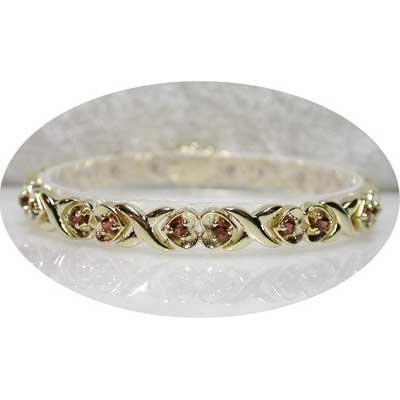 2.40 carat garnet gold hearts bracelet