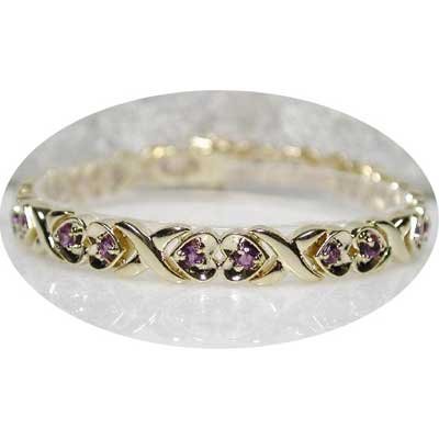 1.50 carat amethyst gold hearts bracelet