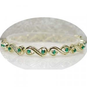 1.40 carat Emerald agate gold eternity bracelet