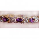 7.10ctw Amethyst & Diamond gold bracelet