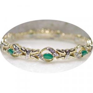 2.11 ctw Emerald Agate & Diamond bracelet