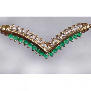 EMERALD AGATE and WHITE TOPAZ gold necklace