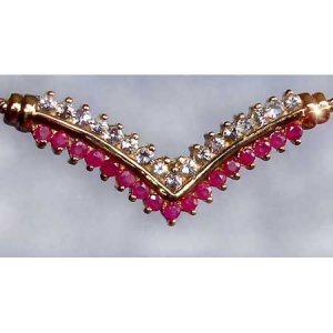 RUBY and WHITE TOPAZ gold necklace