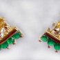 0.8 ctw Emerald Agate & White Topaz earrings