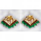 0.8 ctw Emerald Agate & White Topaz earrings
