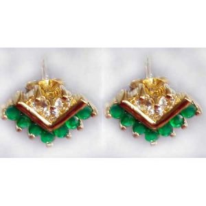 0.8 ctw Emerald Agate & White Topaz earrings