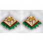 0.8 ctw Emerald Agate & White Topaz earrings