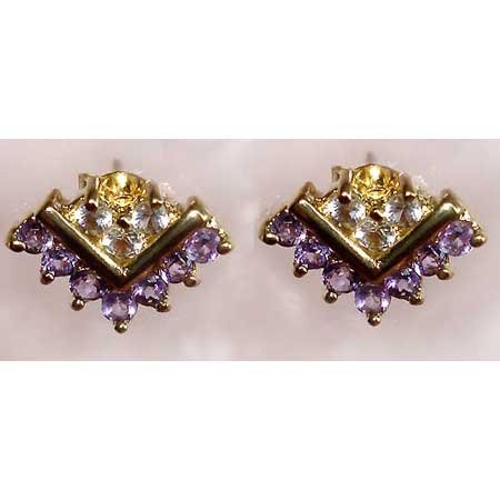 0.65 ctw Amethyst & White Topaz earrings