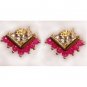 0.85 ctw Ruby & White Topaz earrings