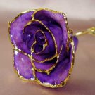 Purple Lacquered & 24k gold-plated rose with HEART stem