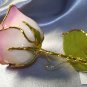 PINK and WHITE real ROSE - Lacquered & 24k gold-plated