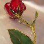 REAL RED ROSE stem - Lacquered & 24k gold-plated
