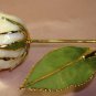 Lacquered & 24k gold-plated white rose with HEART stem
