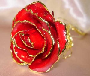 Lacquered & 24k gold-plated REAL RED ROSE