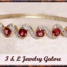 3.5ctw GENUINE GARNET gold bangle