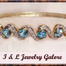 3.2ctw genuine BLUE TOPAZ gold bangle