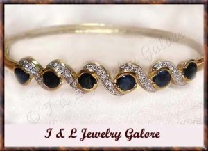 3.2ctw genuine SAPPHIRE gold bangle