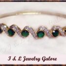 3.3ctw genuine EMERALD AGATE gold bangle