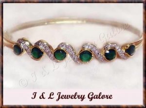 3.3ctw genuine EMERALD AGATE gold bangle