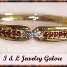 3.00 carat GENUINE Garnet & DIAMOND gold bangle