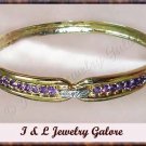 GENUINE Amethyst & DIAMOND gold bangle