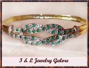 Designer emerald AGATE & DIAMOND gold bangle