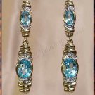 4.06 carat BLUE TOPAZ & DIAMOND gold drop earrings