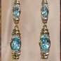 4.06 carat BLUE TOPAZ & DIAMOND gold drop earrings
